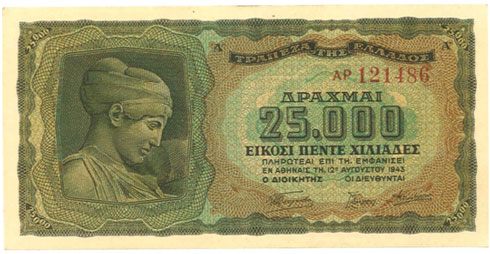Greece – 25,000 drachmas, 1943