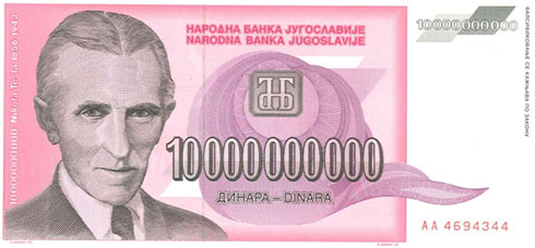 Yugoslavia – 10 billion dinar, 1993