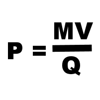 P equals MV over Q