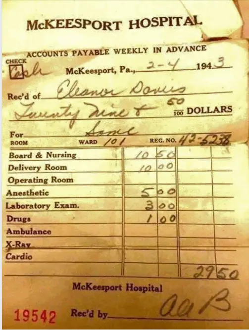 1943 Hospital Delivery Bill