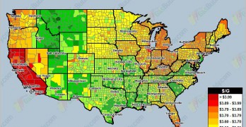 Cost of Gas in US by country